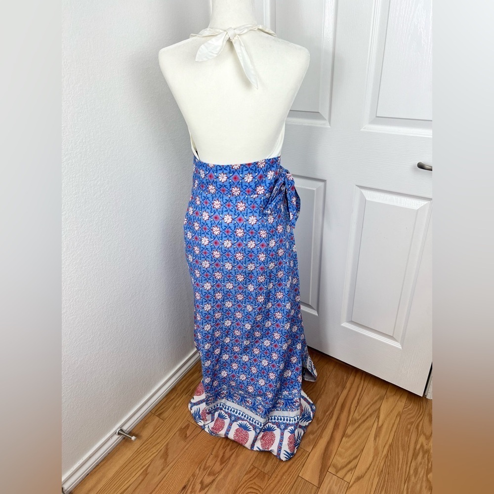 Tuckernuck floral Halfter wrap maxi dress size M - Picture 6 of 9